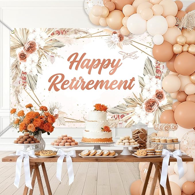 Mocsicka Happy Retirement Banner Backdrop Decorations - Image 2