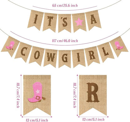 ANGOLIO 2Pcs Western Cowgirl Burlap Banners Baby Shower Themed Party Decoration - Image 2