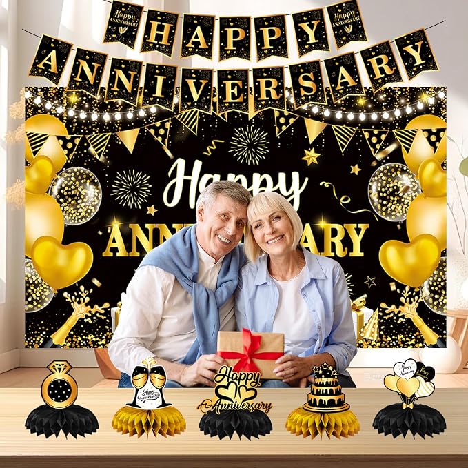 Happy Anniversary Decorations, Backdrop 5.9 x 3.6Ft - Image 7