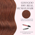 GOO GOO Tape in Hair Extensions Human Hair, #33B Dark Auburn Copper, 14inch 50g 20pcs, Skin Weft Seamless Invisible, Silky Straight with Thick Ends, Remy Human Hair
