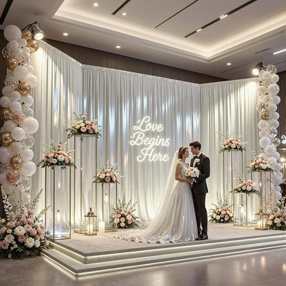 30x10ft Ivory Glitter Backdrop Curtain - Image 2