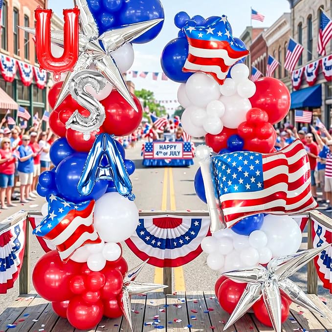 Patriotic USA&Star Balloons 4th of July Independence Day Party Decor | Red - Image 4