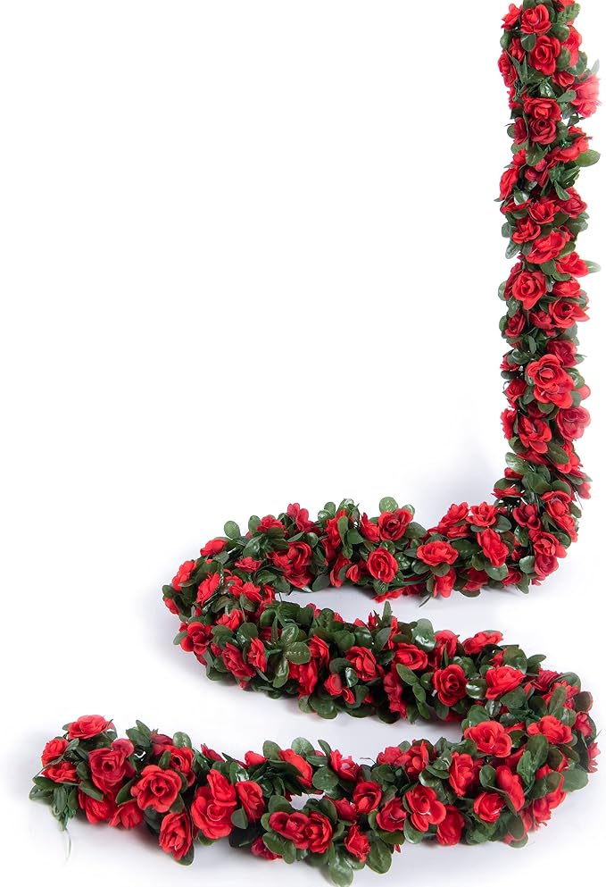 Artificial Flower Garland 8pcs 8.2ft Floral Rose Vine Decor, Hanging Faux Roses - Image 6