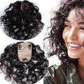 Real Human Hair Topper for Thinning Hair Women Clip in Straight Hairpiece Silk Base Natural Black 12 in