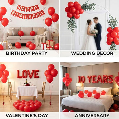 50pcs 12 Inch Vibrant Red Latex Balloons | Premium Red Balloons - Image 5