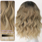 AISI HAIR Synthetic Wavy Curly Bob Wig with Bangs Ombre Blonde Mixed Short Hair for Women Synthetic Heat Resistant Bob Wigs
