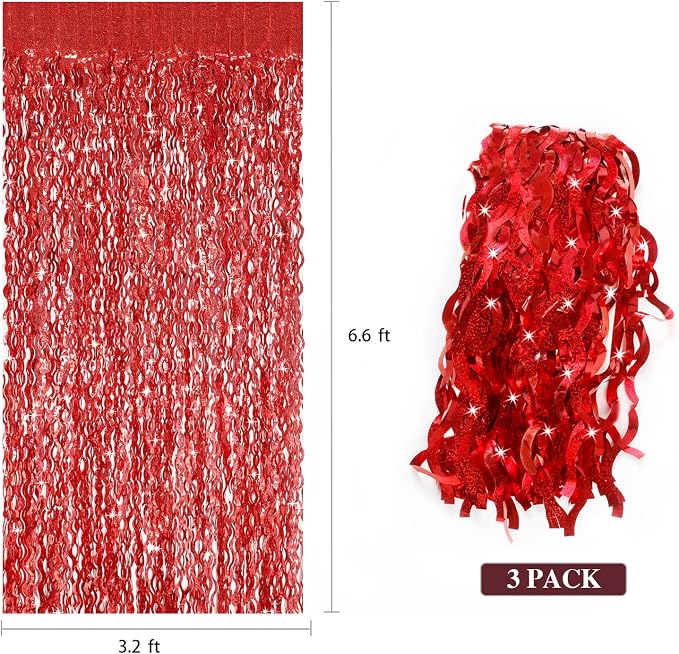 3 Pack Red Backdrop Curtain - Image 3