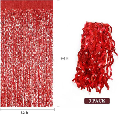 3 Pack Red Backdrop Curtain - Image 3