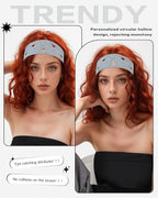 Grommet Headband for Women, Gray Round Studs 23cm Hollow Out Elastic Hair Band, Eyelets Punk Grunge Stylish Hairband