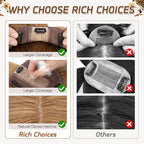 Rich Choices Real Human Hair Toppers for Women With Bang 100% Remy Human Hair Topper for Thinning Hair Clip in Silk Base Hair Topper 10 Inch #6 Light Brown