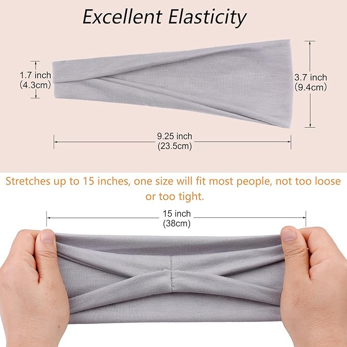 Wide Headbands for Women Non Slip Elastic Womens Hair Bands Yoga Sports Workout Head Bands for Women's Super Soft Headband Hair Accessories