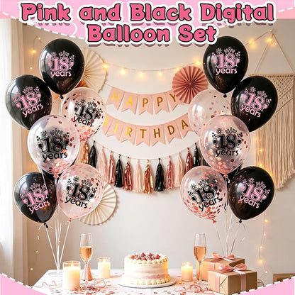 Black Whiet Confetti Balloons, - Image 5