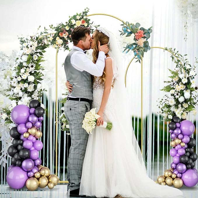 Metal Arch Backdrop Stand 7.2FT & 6.6FT & 6FT Gold Wedding Arch Frame, Balloon - Image 2