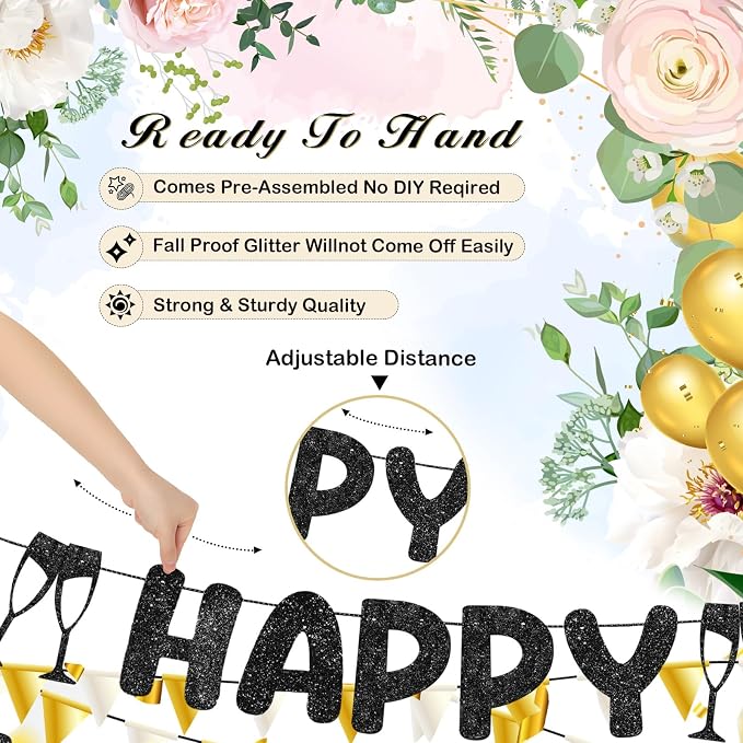 Pre Strung Happy Engagement Banner Glitter Engagement Party Decorations - Image 3