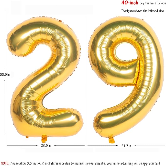 40 Inch gold Number Balloons 29 Helium Foil Mylar Balloon | Birthday Party - Image 2