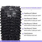 Seamless Clip in Hair Extensions Human Hair Deep Wave Clip ins for Black Women 8Pcs Brazilian Virgin Human Hair Clip in Extensions PU Skin Weft 18Clips 120g 14inch Natural Black