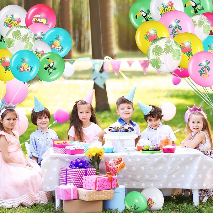 Zhanmai 50 Pcs Hawaiian Party Balloon Decorations, Aloha Tropical Luau Latex - Image 5