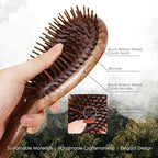 Lindale Walnut Wooden Hair Brush for Hair Growth with Natural Walnut Bristles Detangler Paddle Hairbrush for Massaging Scalp for Women Men, Reduces Static for Curly Hair with Ergonomic Handle Square