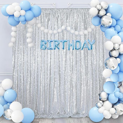 8ft x 8ft Silver Sequin Backdrop CurtainBackdrop - Image 3