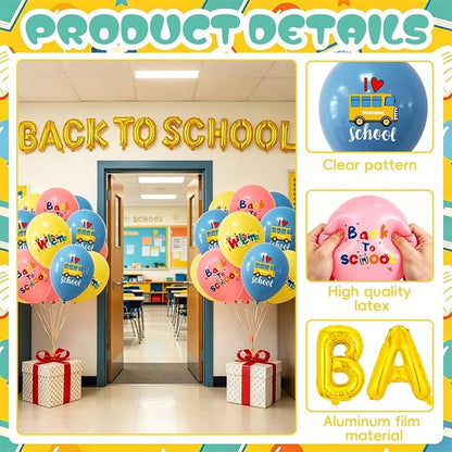 Back to School Balloons Decoration Kit, 16 Inch Gold Letter Balloon Banner - Image 3