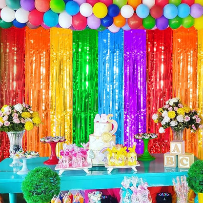 4 Packs Rainbow Foil Fringe Curtain, Baby Shower, Rainbow Party Decorations - Image 8