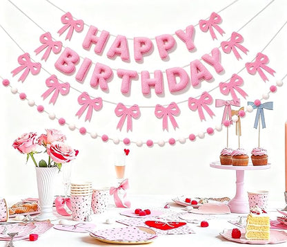 Pre-Strung Pink Birthday Decorations 3D Pink Birthday Banner by Unknown