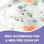 30 Pack Disposable Splat Mats by Eli with Love - Extra Large 49"x49" 100% Waterproof Baby Splat Mat for Under High Chair - Plastic Mat Liner for Floor - Protect from Spills (Floral, 30 Pack)