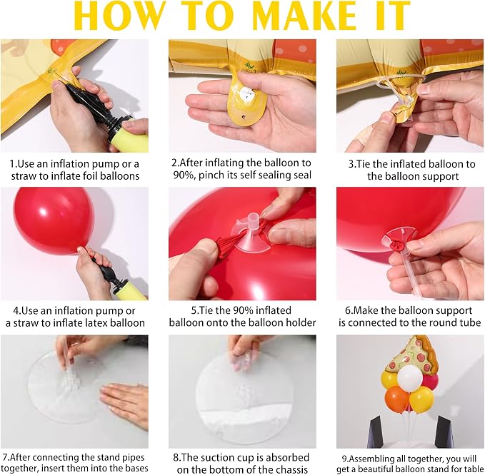 Pizza Party Decorations Balloon Table Centerpiece Stand Kit 2 Sets - Image 4