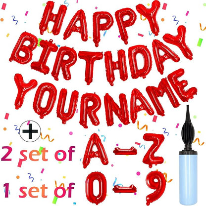 Red Happy Birthday Balloon Banner Set -16" Foil Letters Balloons | 76pcs by Awfrky-AllforYou