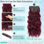 KooKaStyle Hair Extensions Burgundy Clip in Synthetic Highlight Hair Extensions Long Wavy 4PCS Thick Hairpieces 20 Inch for Women