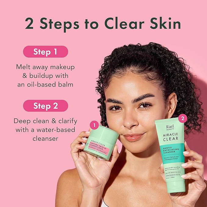 Rael Makeup Remover, Miracle Clear Cleansing Balm – Twist-Up Makeup Remover Balm with Rice Bran & Jojoba Oils, Korean Skin Care (1.69 fl oz)