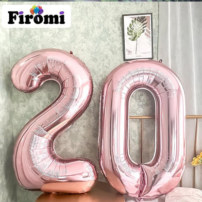 FIROMI 20 Foil Number Balloons Rose Gold 40-inch Big Mylar Balloon Numbers | - Image 3