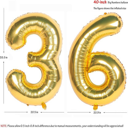 40 Inch gold Number Balloons 36 Helium Foil Mylar Balloon | Birthday Party - Image 2