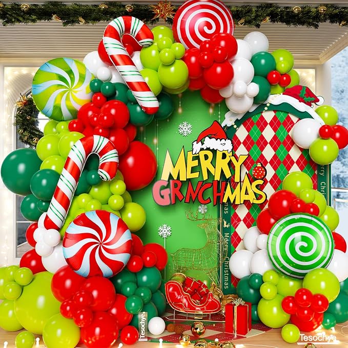 Tesochye Christmas Balloon Garland Kit, Xmas Red and Green Balloon Arch Kit | by Tesochye