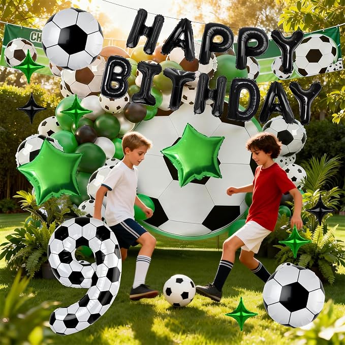 40 Inch Soccer Number 9 Balloon Set, Soccer Birthday Party Decorations | Sports - Image 4