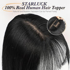 starluck Human Hair Toppers for Women Real Human Hair With Bangs 4 * 5.5 inch Base 12 inch SilkHug Hair Topper for Women Cover Grey Roots(Natural Black)