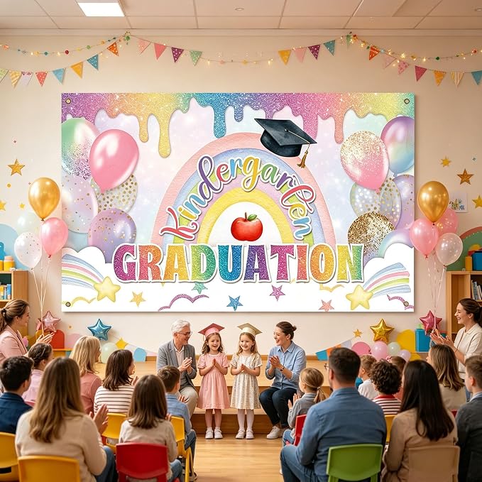 Colorful Kindergarten Graduation Class of 2026 Banner Backdrop Photography - Image 4