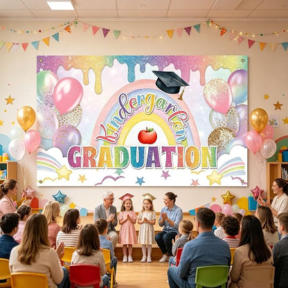 Colorful Kindergarten Graduation Class of 2026 Banner Backdrop Photography - Image 4