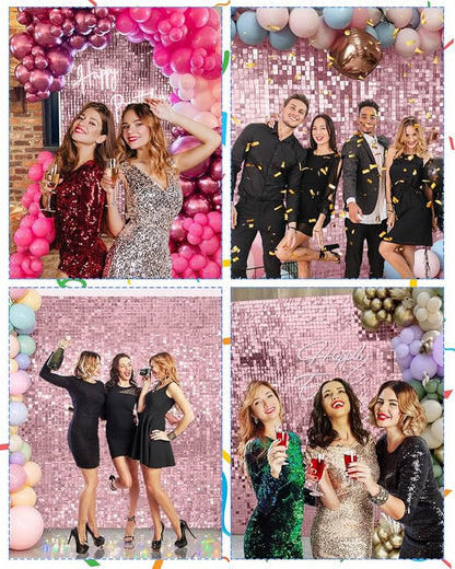 Pink Shimmer Wall Backdrop 12 Panels Cover 4 x 3 Ft, Photo Backdrops - Image 4