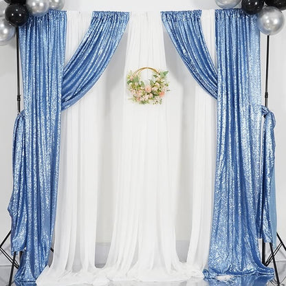 Poise3EHome Baby Blue Sequin Backdrop Curtains, 4 Panels 2FTx8FT Glitter - Image 5