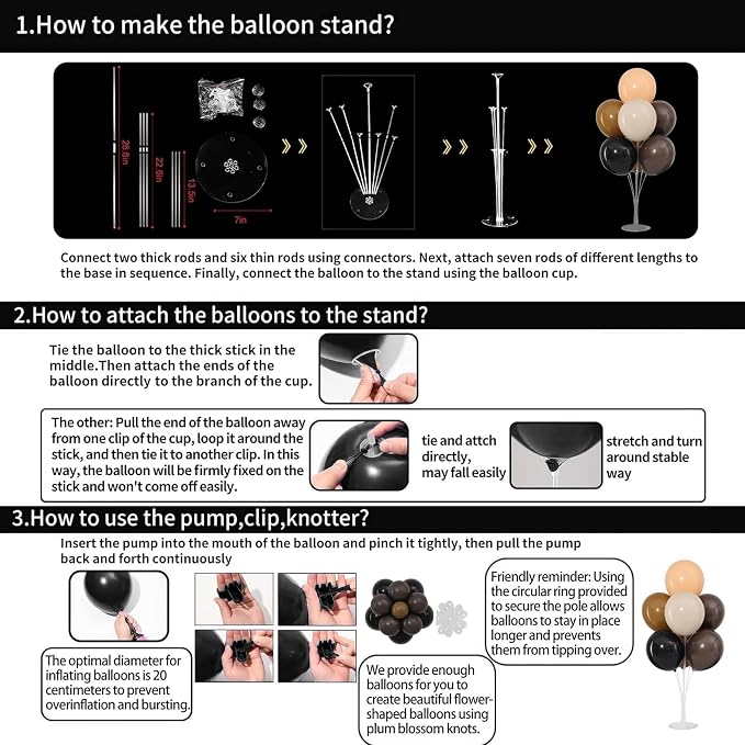 4 Sets Black Brown Nude Balloons Stand - Image 5