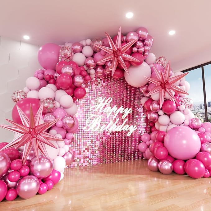 Pink Balloon Arch Kit, Different Size Balloons by ADOINBY