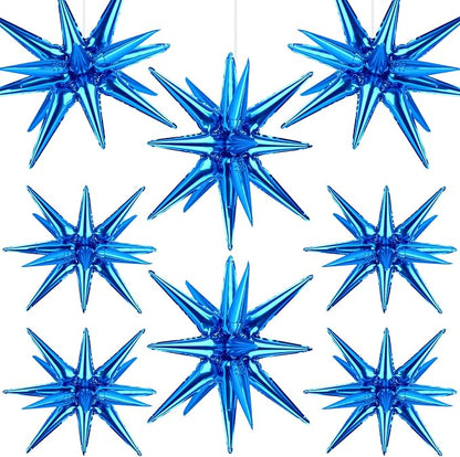 8 Pcs Blue Star Balloons, 27/22 inch One-Piece Explosion Foil Balloons by Wrbin
