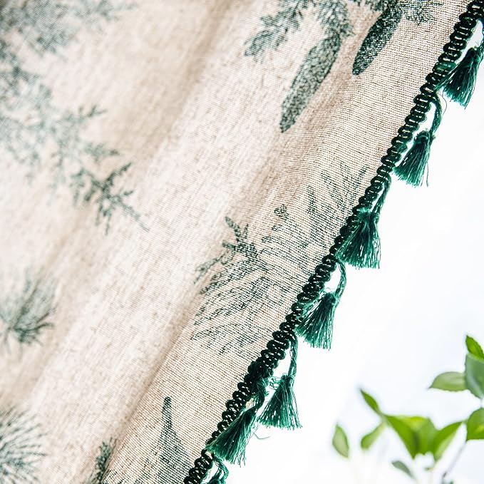 Boho Curtains with Tassel Bohemian Green Semi-Blackout Drapes 84 Inch Length - Image 6