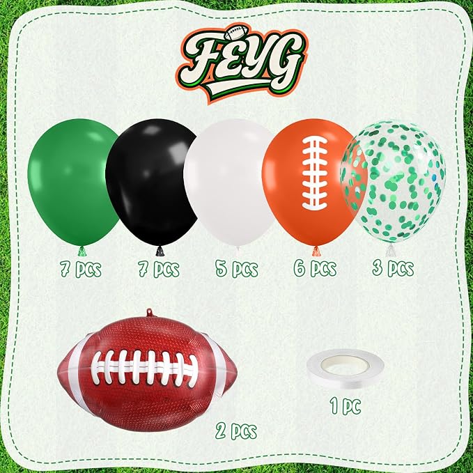 Football Balloons, 12 Inch Dark Green Black White Football Printed Balloons - Image 2