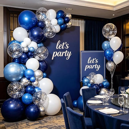Blue White Silver Balloon Arch Kit, - Image 7