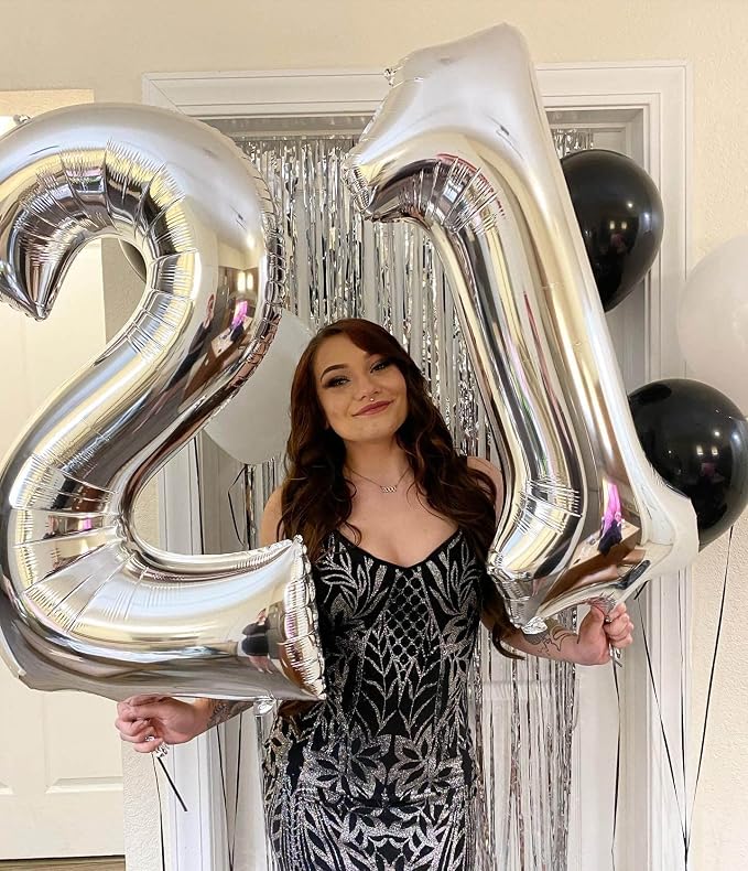 40 Inch Silver 21 Number Balloons Giant Jumbo Huge 12 or 21 Foil Mylar Helium - Image 6
