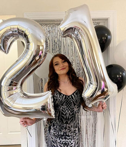 40 Inch Silver 21 Number Balloons Giant Jumbo Huge 12 or 21 Foil Mylar Helium - Image 6