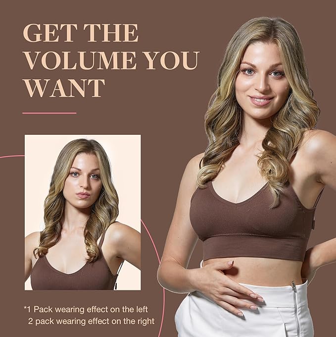 GOO GOO Clip in Hair Extensions Real Human Hair, Remy Human Hair Extensions Clip ins for Women, Natural Human Hair, 26inch 180g 7Pcs, #3/8/613 Balayage Walnut Brown to Ash Brown and Bleach Blonde