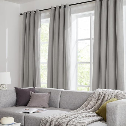 100% Blackout Curtains for Bedroom, Double Layer Grey Curtains, Room Darkening - Image 9